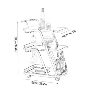 QHYXT Mobile Tea Cart with Locking Roller - Arc Design