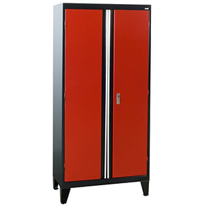 Sandusky Lee GF3F361872-019L Modular System Storage Cabinet, 2 Door, 36" Width x 18" Diameter x 79" Height, Black/Red