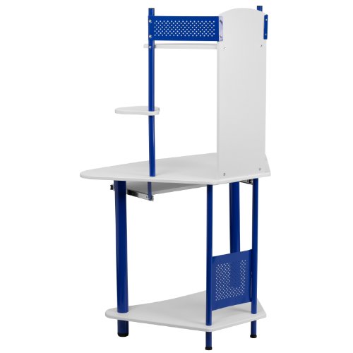 My Friendly Office Blue Corner Computer Desk with Hutch