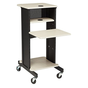 Oklahoma Sound PRC200 Premium Presentation Cart, Ivory Woodgrain/Black, 18"x40.5"x30