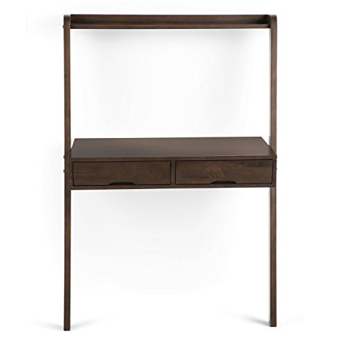 SIMPLIHOME Aleck SOLID WOOD Rustic Modern 36 inch Wide Home Office Desk, Writing Table, Workstation, Study Table Furniture in Warm Walnut Brown with 2 Drawerss