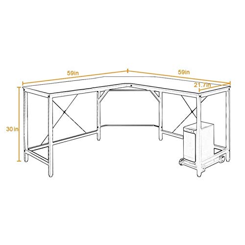 MEETGG Computer Desk Computer Workstation L-Shaped Desk Large Corner Desk PC Laptop Study Gaming Table Workstation for Home Office