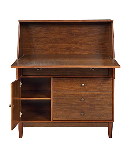 Benjara Wooden Office Armoire with Drop Down Door Storage, Brown