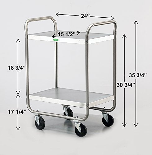 Lakeside 210 Tubular Frame Utility Cart; 500 Lb Capacity, 2 Shelf, 15-1/2"X24" - All Stainless Steel