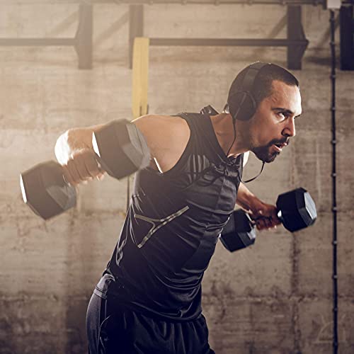RitFit Rubber Hex Dumbbell Weight 10, 15, 20, 25, 30, 35, 40, 45, 50, 55, 60 LBS with Metal Handle for Strength Training, Full Body Workout, Functional and HIIT Workouts (2 X 55 LBS)