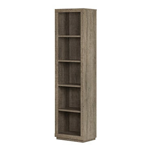 South Shore 10481 Narrow 5-Shelf Storage Bookcase, Weatered Oak