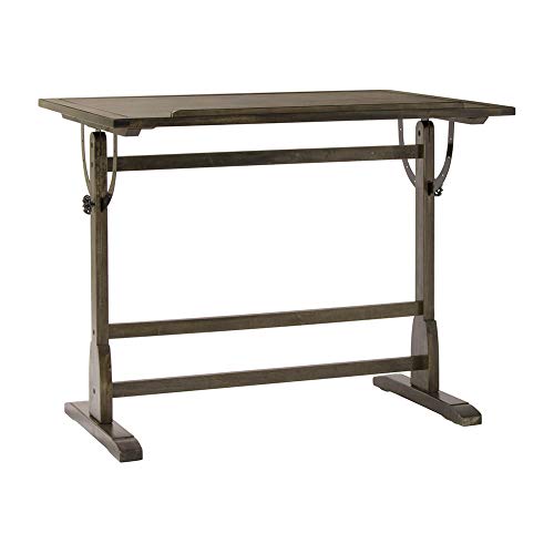 Offex Classic Design Vintage Wood Drafting Table with 42"x 30" Adjustable Top and Pencil Groove - Distressed Black