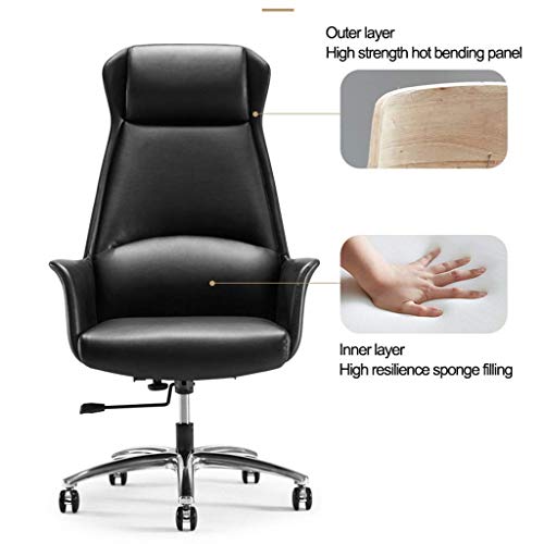 Generic Boss Chair Leather Home Office Computer Chair - Cowhide Brown Short