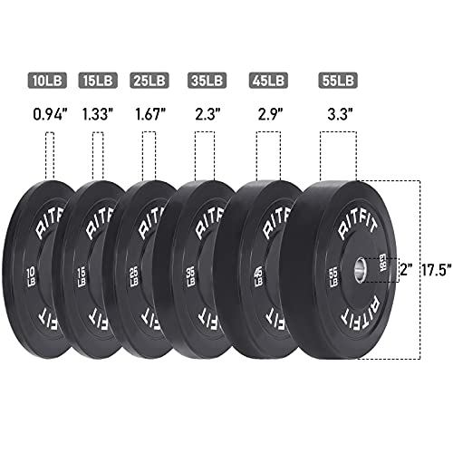 RitFit 2 Inch Olympic Weight Plate, Bumper Plates With Steel Insert, Olympic Barbell Weight Plates for Gym and Home, Single, Pair and Sets（45LB, Pair)