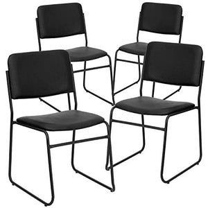 Flash Furniture HERCULES Series 4 Pk. Black Vinyl Stacking Chair