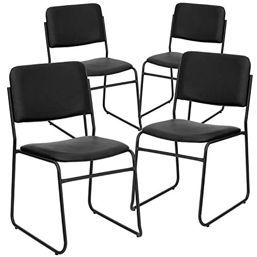 Flash Furniture HERCULES Series 4 Pk. Black Vinyl Stacking Chair