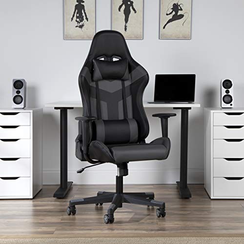 OFM ESS Collection High Back PU Leather Gaming Chair, Grey