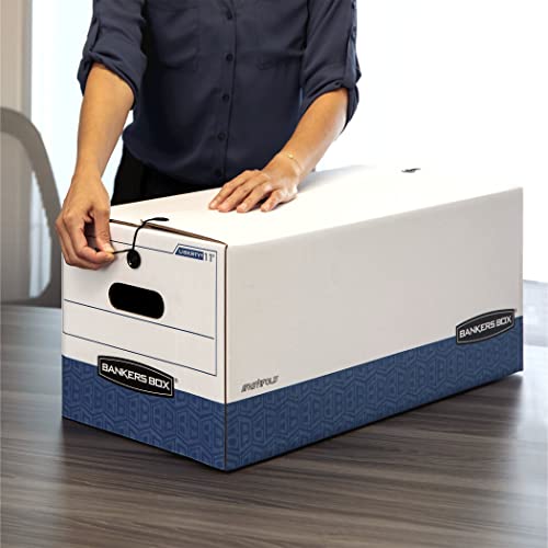 Bankers Box LIBERTY Heavy-Duty Storage Boxes, FastFold, String and Button, Legal, Case of 12 (00012)