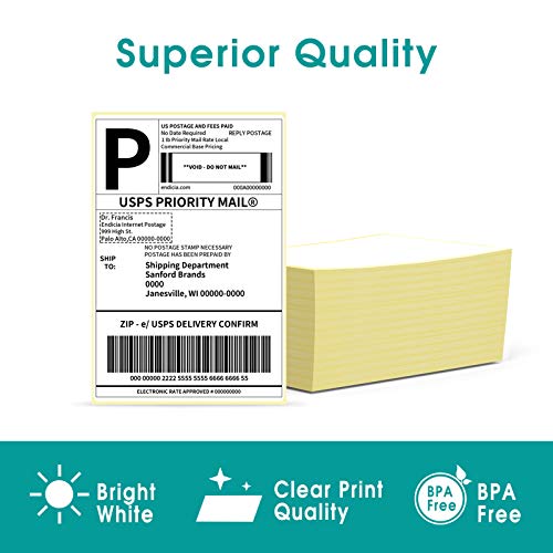 Bluetooth Label Printer and 1000 Fanfold Labels, Jiose 4x6 Shipping Thermal Printer for Android/iOS, Commercial Grade, 162mm/s High-Speed Printing
