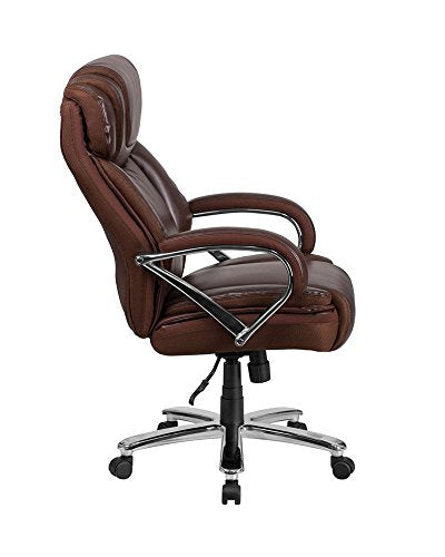 Offex OFX-436216-FF Big and Tall Leather Executive Swivel Chair with Extra Wide Seat - Brown