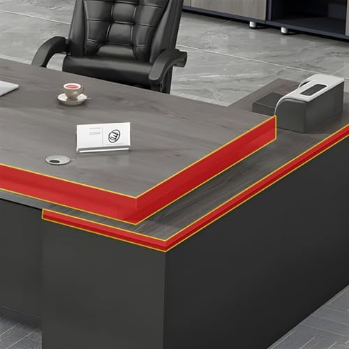 KWOKING Elegant Executive Desk with Reversible L-Shape Design - Black 78.7" L x 31.5" W x 29.5" H