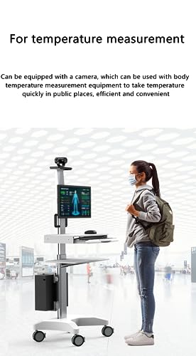 RASHIV Mobile Computer Standing Workstation, 17-32 Inch Display, Keyboard Tray, Wheels, 0-10Kg Load