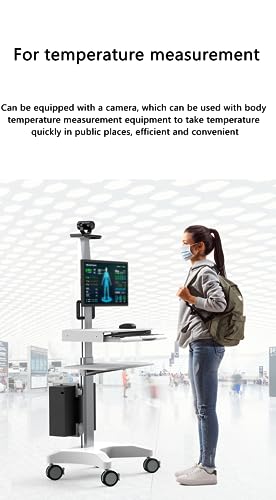 DADHI Adjustable Height Stand Up Desk with Extractable Keyboard Tray - Hospital Mobile Workstation Cart Trolley