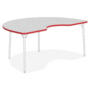 Lorell Classroom Kidney Shaped Activity Tabletop Table Top, Gray Nebula,High Pressure Laminate (HPL),Red