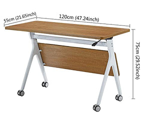 ECVV Mobile Computer Desk for Study Flipper Table for Office Work and Quick Conference, Folding Work Desk with Caster Wheels, Easy to Move, Rectangular, 47" L x 21.6" W x 30" H