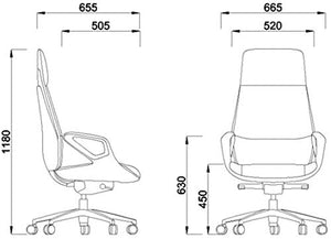 None Modern Leather Executive Office Chair - Reclining (PU Leather-Gray)