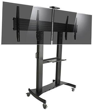 Displays2go EMDB4060BK Dual HDTV Stand with Wheels, Holds 40-60" TV Screens, Height Adjustable