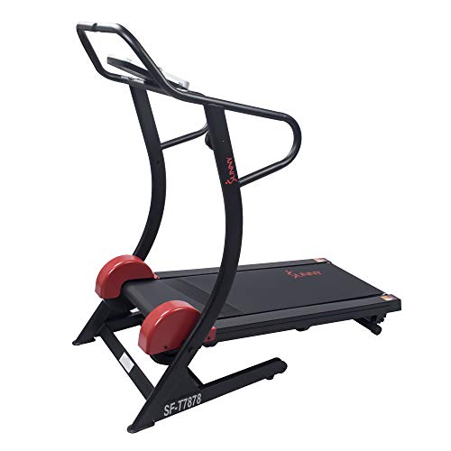 Sunny Health & Fitnesss Manual Treadmill with Adjustable Incline, Magnetic Resistance, 300 LB Max Weight, LCD and Pulse Monitor, Tablet Holder- SF-T7878,Black