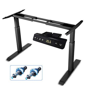 HAIAOJIA Electric Stand up Desk Frame, Dual Motor Load 270lbs Ergonomic Standing Desk Frame 2-Stage Height Adjustable with Memory Controller - Frame Only