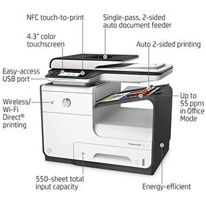 HP PageWide Pro 477dw Wireless Color Multifunction Printer - 55 ppm, 2400 x 1200 dpi, Auto Duplex, 50-Sheet ADF