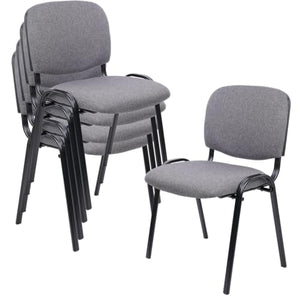 CLATINA Upholstered Stacking Chairs Set of 5 Grey - Office/School/Church Guest Chairs