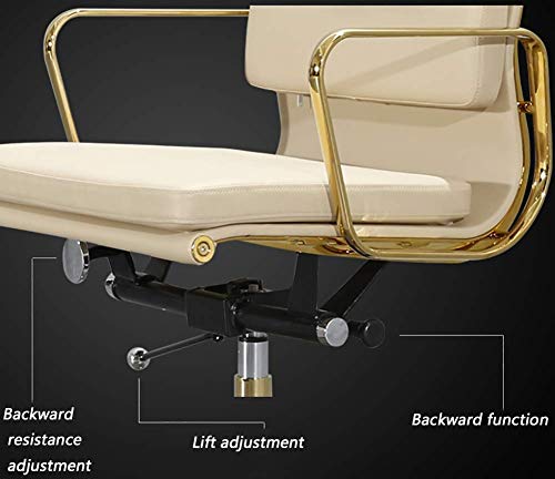 Ergonomic Pu Leather Mid-Back Office Desk Chair with Armrest - White