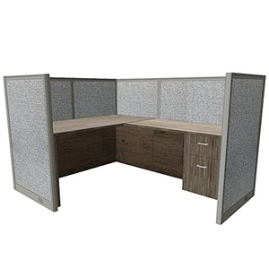 G GOF 1 Person Workstation Cubicle (6' x 6' x 4') - Office Partition, Room Divider (48" Desk, Artisan Grey)