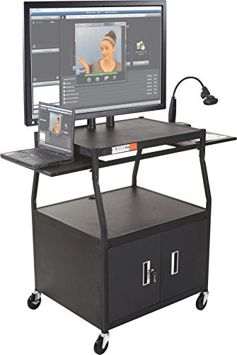 Balt Wide Body Flat Panel TV Cart with Cabinet, Black