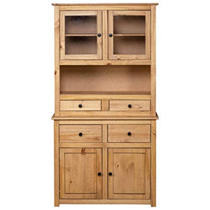 ULUYYUC Highboard Display Cabinet Solid Pine Panama Range