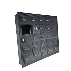 FixtureDisplays® Cell Phone Storage Locker, 25 Doors, Resettable Combination Locks, Black 19155-25ASC
