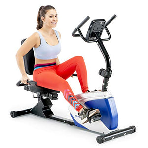 Marcy 8 Levels Magnetic Resistance Recumbent Exercise Bike with Adjustable Seat, 250-lb Capacity ME-1019R