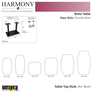 SKUTCHI DESIGNS INC. Harmony Series 3x5 Boat Shaped Standing Height Breakroom Table | White Cypress | 43" H x 34" W x 60" L