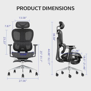 PatioMage Ergo3D Ergonomic Office Chair with Adjustable Armrest and High Back - Black