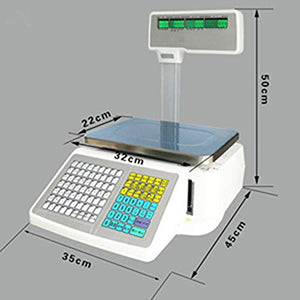 TECHTONGDA Price Computing Scale Commercial Digital Counting Scales 33lb Capacity with Pole Display and Label Printer for Supermarket Trade 110V