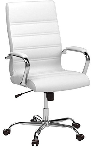 Flash Furniture High Back Office Chair | White LeatherSoft Office Chair with Wheels and Arms