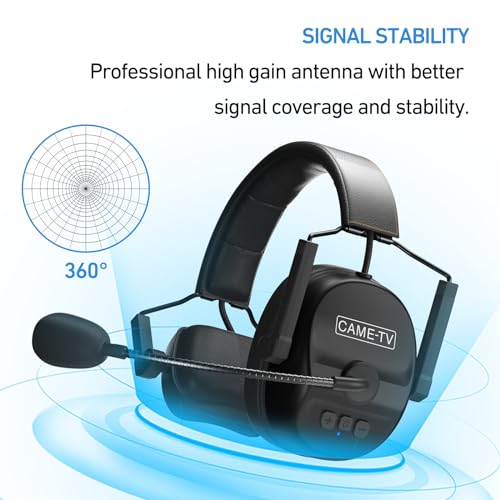 Came-TV Kuminik8 Wireless Intercom Headsets - Full Duplex 5 Person 1500ft Team Communication