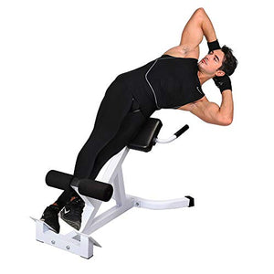 Henf Roman Chair, Hyperextension Bench Adjustable 45 Degree AB Back Abdominal Exercise Sports Machine for Strength Training,White & Black