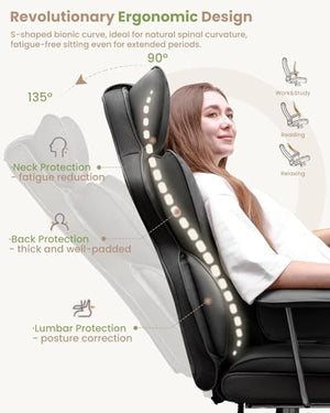 BESTFAIR Big and Tall Executive Office Chair with Footrest, Leather Computer Chair