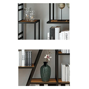 None Multi-Layer Metal Bookshelf Floor-to-Ceiling Display Rack (Brass)