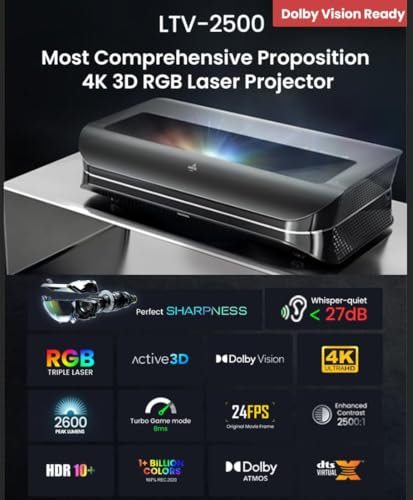 AWOL VISION LTV-2500 4K UHD Triple Laser Projector with Dolby Vision & Atmos, 150", HDR10+ (Fire TV Stick 4K Max included)