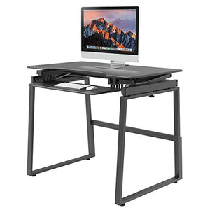 Rocelco 40" Large Height Adjustable Standing Desk BUNDLE - Quick Sit Stand Up Dual Monitor Riser - Tall Gas Spring Assist Computer Workstation - Retractable Keyboard Tray - Black (R DADRB-40-FS2)