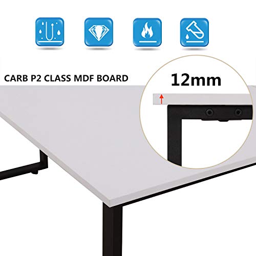L-Shaped Corner Desk, Industrial Office Corner Desk PC Table Writing Workstation for Home Office Large L Study Desk Executive Office Desk with Adjustable Foot Pads, White