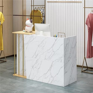 GLDWEY Reception Counter Marble Color 140x40x90cm - Ideal for Various Businesses