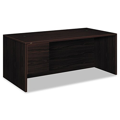 HON 10500 Series 36" D Pedestal Executive Desk - Mahogany, Left Drawer Orientation