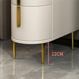 BinOxy Narrow End Table with Drawer, Solid Wood 3-Tier Side Table - Gold